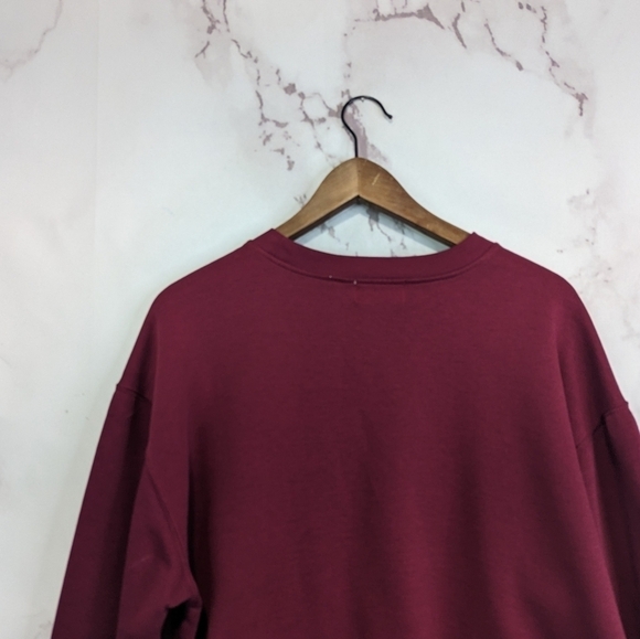 Vintage Sweatshirt Women Size Large Petite Maroon Red Cotton Crew Neck Dad 90s - Picture 6 of 10